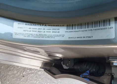 2015 Maserati Ghibli from USA, damaged, VIN ZAM57XSA1F1162105